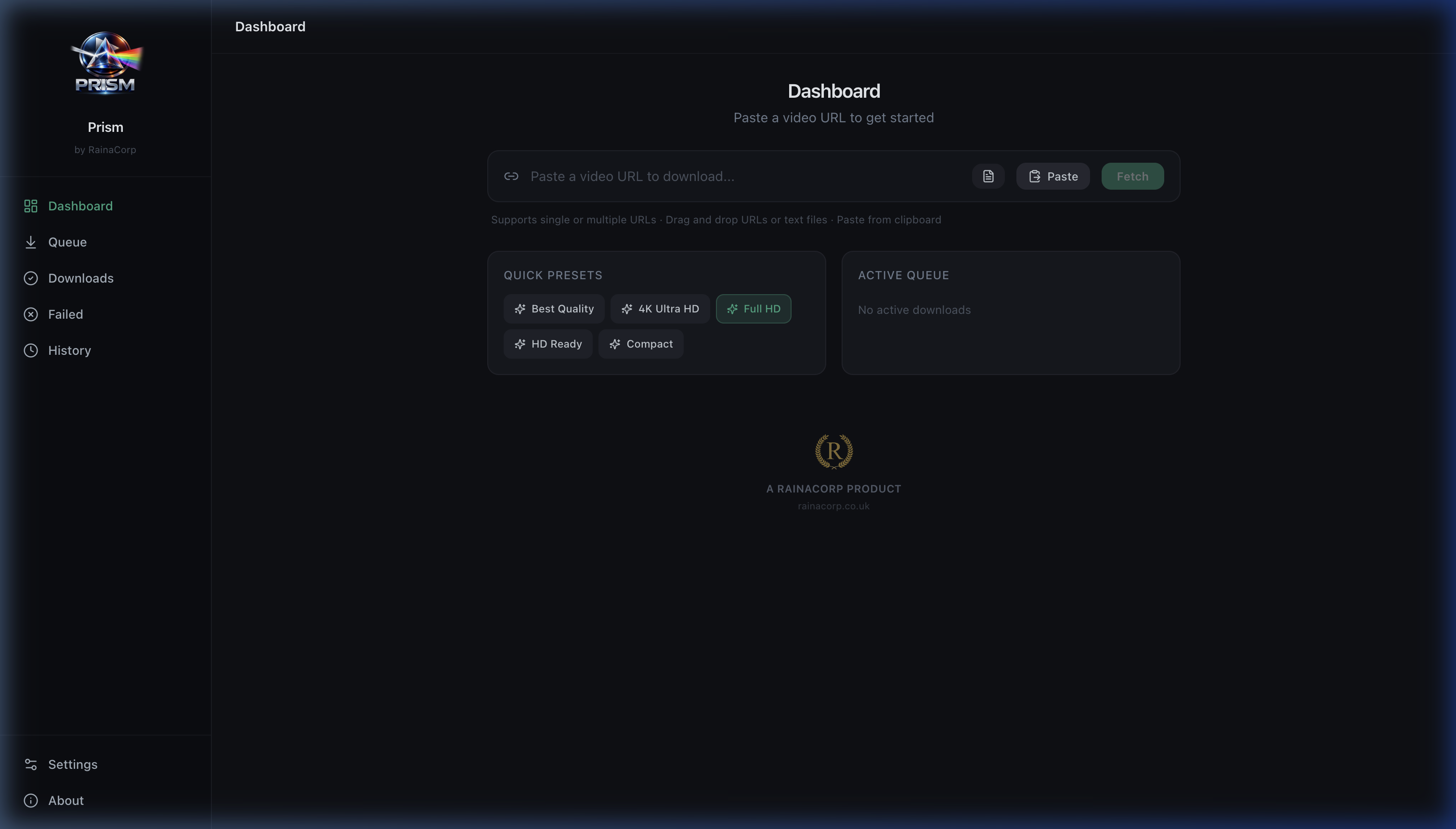 Prism Dashboard Interface