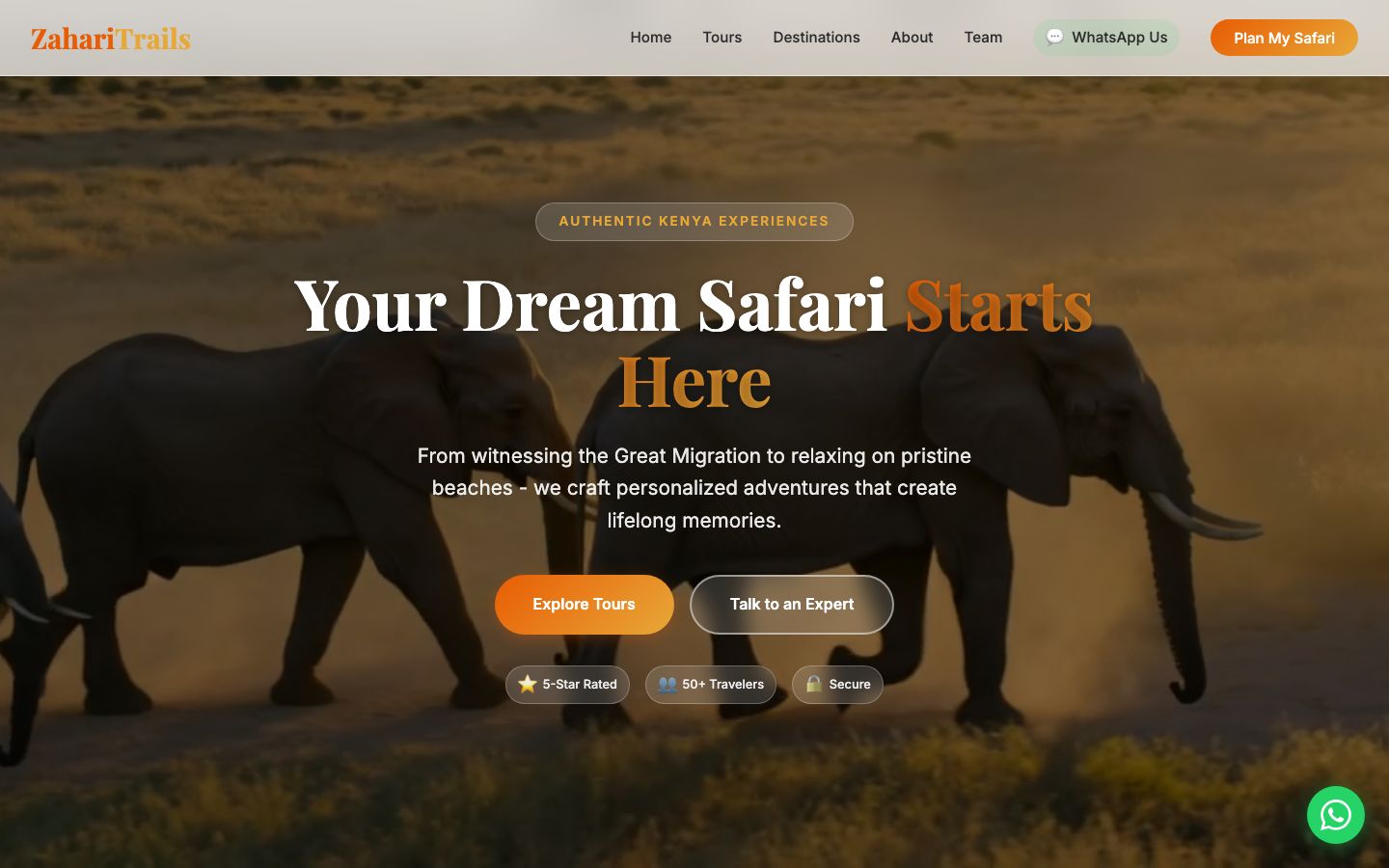 Zahari Trails safari website