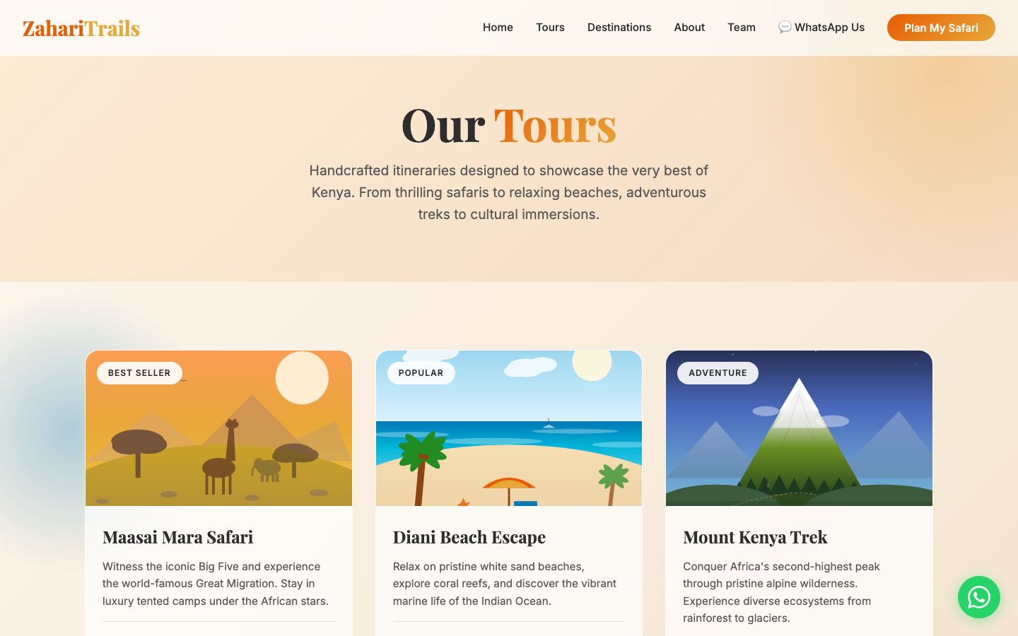 Zahari Trails tour pages